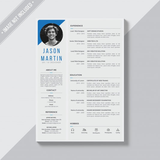 Free Grey Cv Template With Blue Details Psd