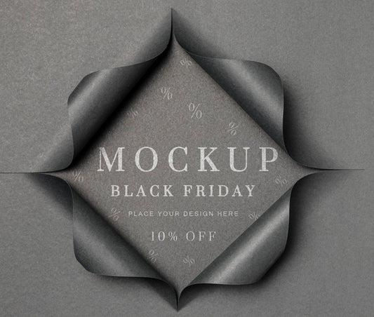 Free Grey Mock-Up And Torn Paper Black Friday Psd