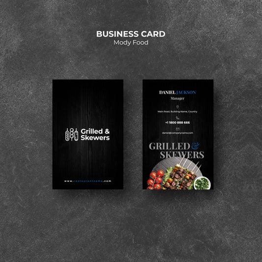 Free Grilled Skewers Restaurant Business Card Template Psd