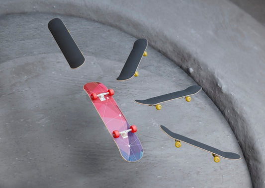 Free Group Of Skateboards Floating In The Air Psd