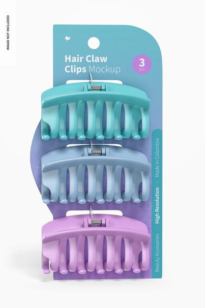 Free Hair Claw Clips Blister Mockup, Front View Psd