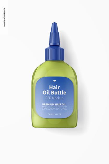 Free Hair Oil Bottle Mockup, Top View Psd