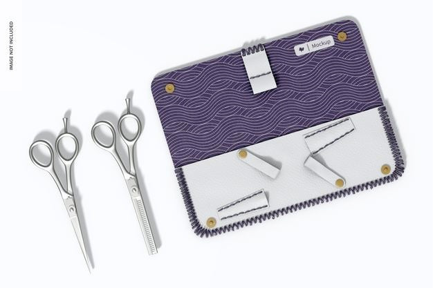 Free Hair Scissors With Case Mockup, Opened Psd