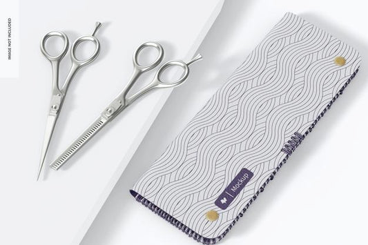 Free Hair Scissors With Case Mockup, Right View Psd