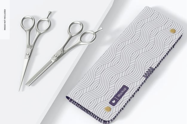 Free Hair Scissors With Case Mockup, Right View Psd