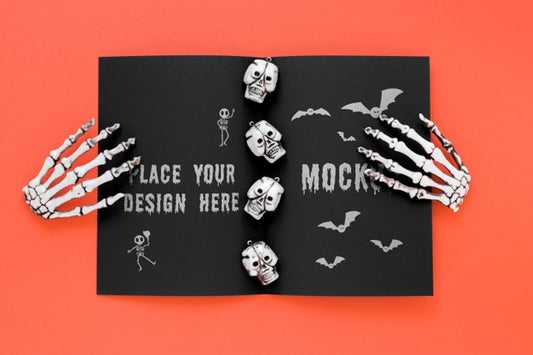 Free Halloween Arrangement With Skeleton Hands Psd