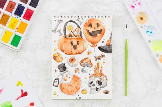 Free Halloween Artistic Draw On Notebook Psd
