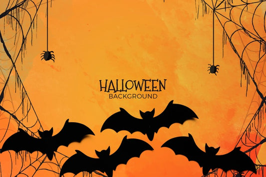 Free Halloween Concept Background With Spiderweb And Bats Psd