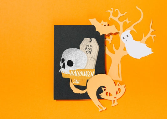 Free Halloween Cover Mockup With Paper Cut Elements Psd