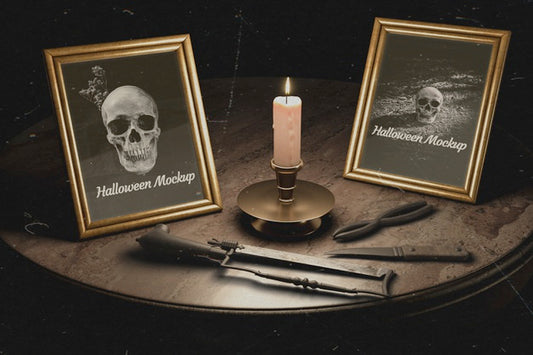 Free Halloween Gothic Frames With Torture Equipment Psd