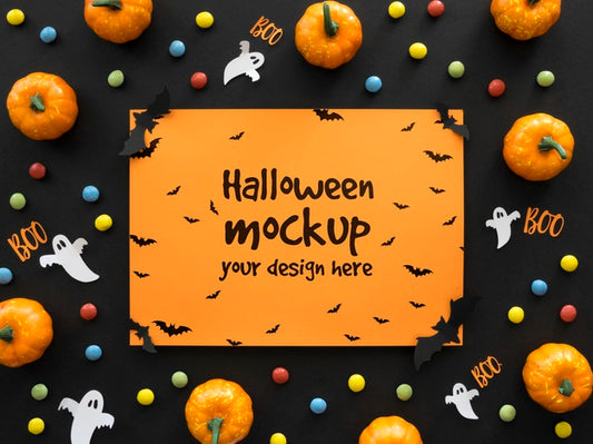 Free Halloween Mock-Up With Paper Ghost Psd