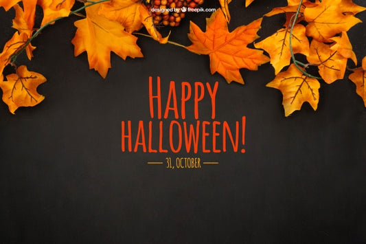 Free Halloween Mockup With Autumn Leaves Psd