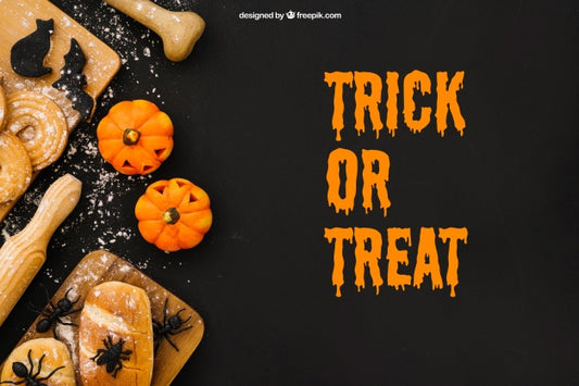 Free Halloween Mockup With Insects On Bread Psd