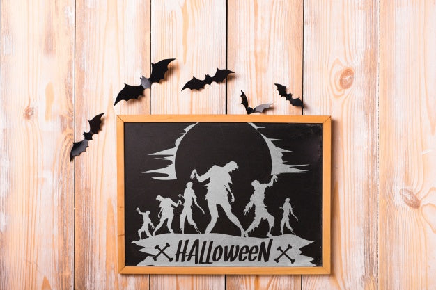 Free Halloween Mockup With Slate Concept Psd