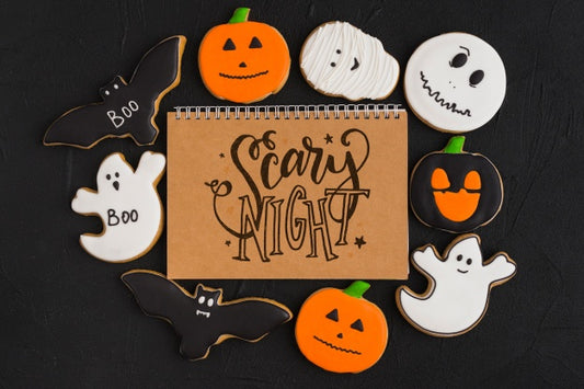 Free Halloween Mockup With Spiral Notebook Cover Psd