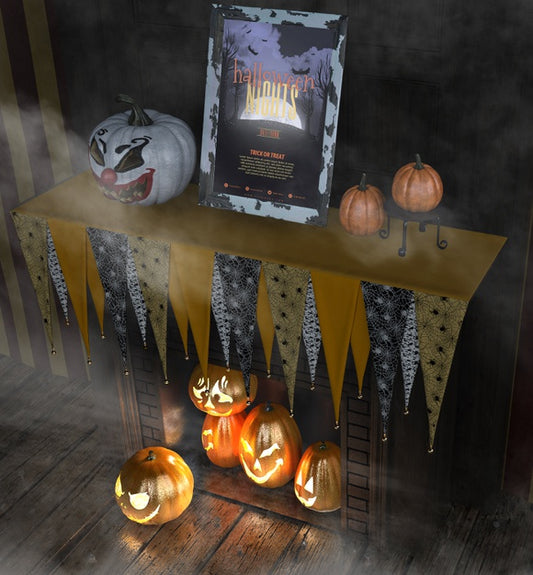 Free Halloween Nights Frame With Carved Pumpkins Psd