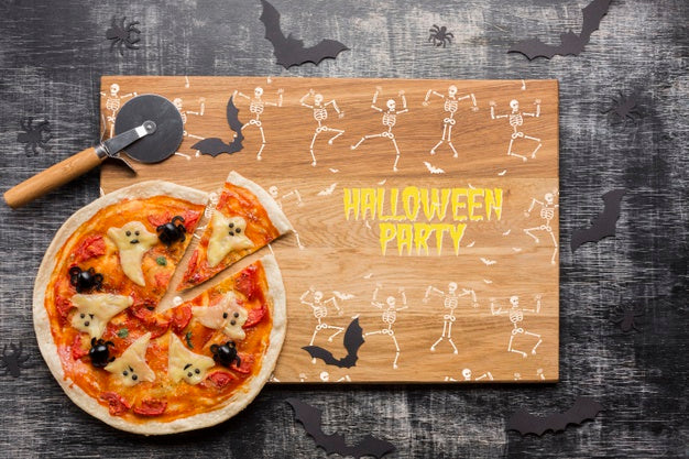 Free Halloween Party With Decorative Pizza Psd