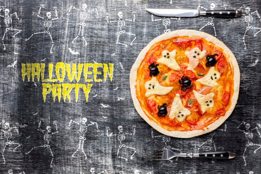 Free Halloween Party With Pizza Treat Psd