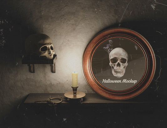 Free Halloween Round Frame With Skull And Gothic Decor Psd