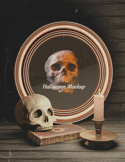Free Halloween Round Frame With Skull And Gothic Elements Psd