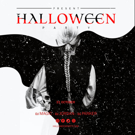 Free Halloween Woman With Pony Tail Holding A Skull From Behind Shot Psd