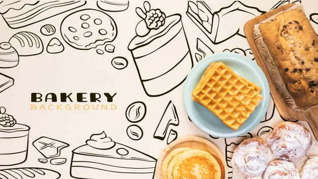 Free Hand Drawn Bakery Background With Pancakes Psd