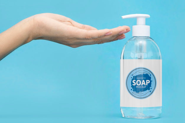 Free Hand Getting Liquid Soap From Bottle Psd