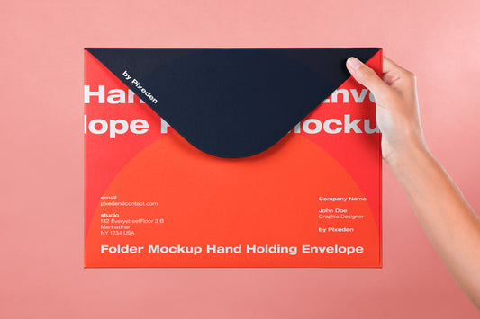 Free Hand Holding Large Psd Envelope Mockup