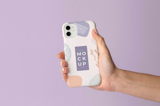Free Hand Holding Smartphone With Mock-Up Phone Case Psd