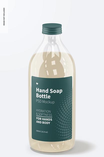 Free Hand Soap Clear Bottle Mockup, Front View Psd