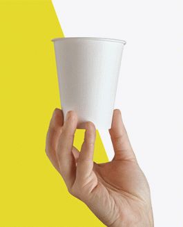Free Hand Up Holding Paper Cup Mockup