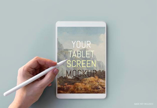 Free Hand Writing On Tablet Mockup Psd