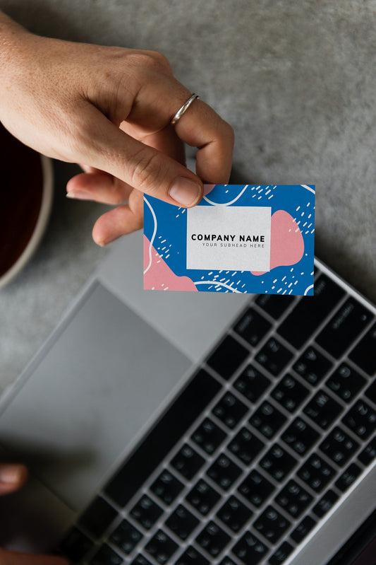 Free Handing Out A Business Card Mockup