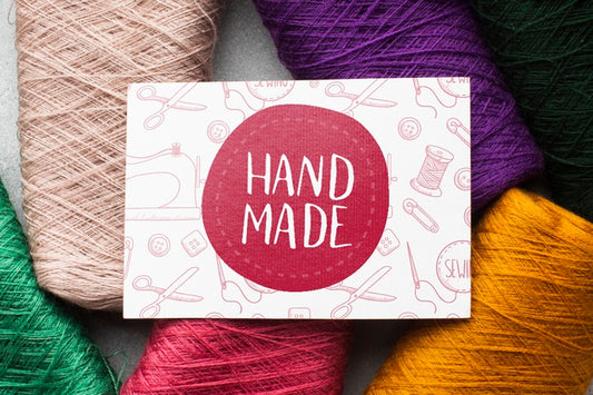 Free Handmade Mock-Up With Colorful Thread Psd