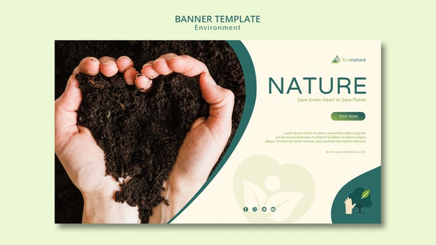 Free Hands Creating A Heart Shape Out Of Soil Banner Template Psd