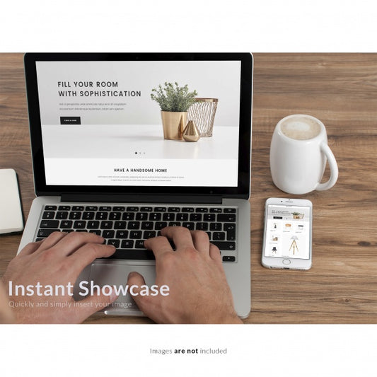 Free Hands Working On Laptop Mock Up Psd