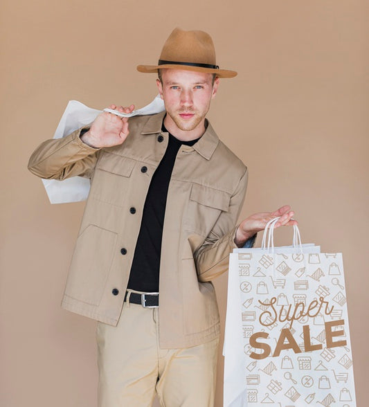 Free Handsome Man Wrap-Up Shopping Day Psd