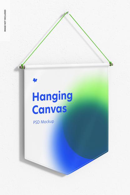 Free Hanging Canvas Pennant Mockup Psd