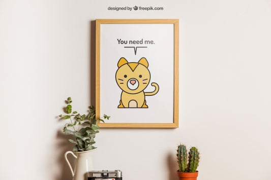 Free Hanging Frame With Cute Animal Decoration Psd
