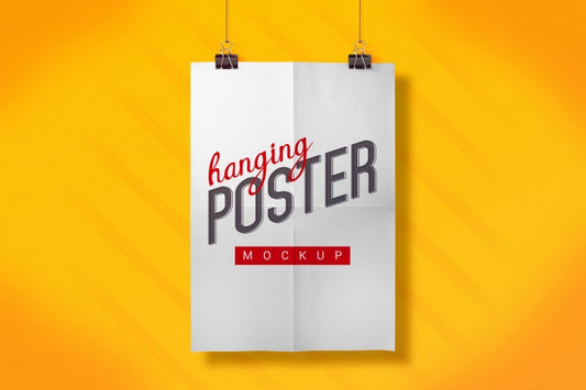 Free Hanging Poster Mock Up Psd