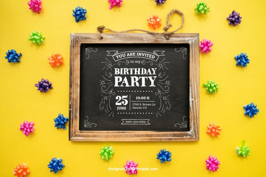 Free Happy Birthday Concept With Slate Psd