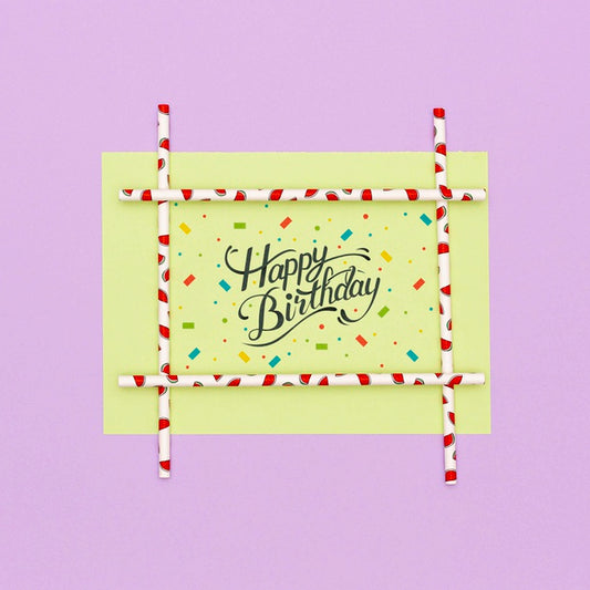 Free Happy Birthday Greeting Card With Mock-Up Psd