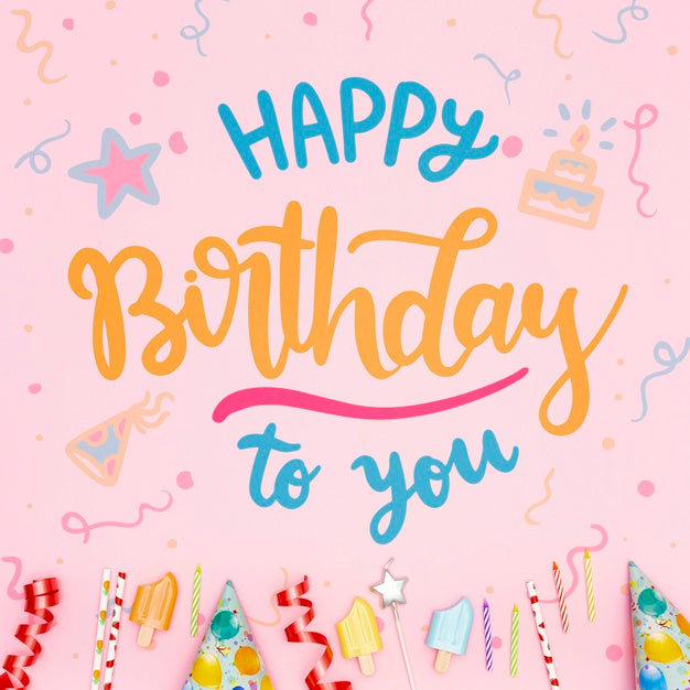 Free Happy Birthday Message With Festive Background Psd – CreativeBooster