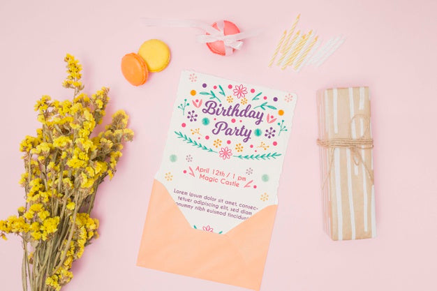 Free Happy Birthday Mock-Up With Letter In Envelope Psd