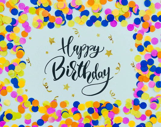 Free Happy Birthday Party Confetti Frame Shape Psd