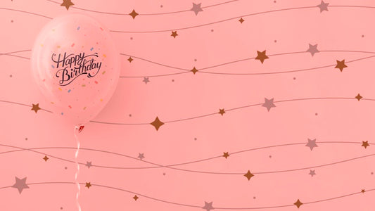 Free Happy Birthday Pink Balloons With String Stars Psd