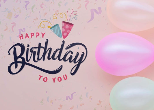 Free Happy Birthday To You Lettering With Pastel Balloons Psd