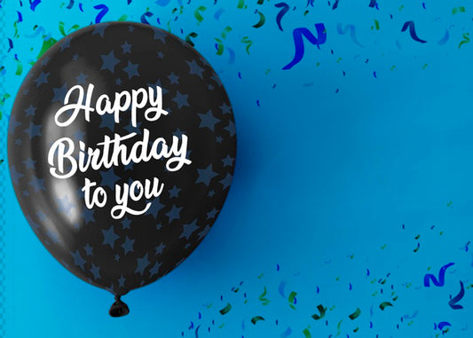 Free Happy Birthday To You On Balloon With Copy Space And Confetti Psd