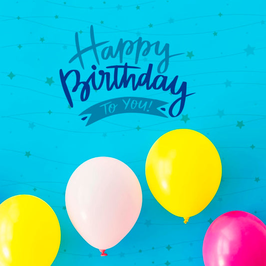 Free Happy Birthday To You With Colourful Balloons Psd