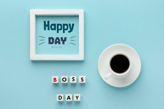 Free Happy Boss'S Day With Frame And Coffee Psd